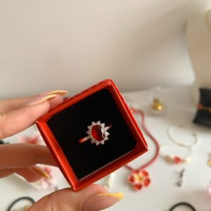 Bague marquise rouge ajustable ❤️